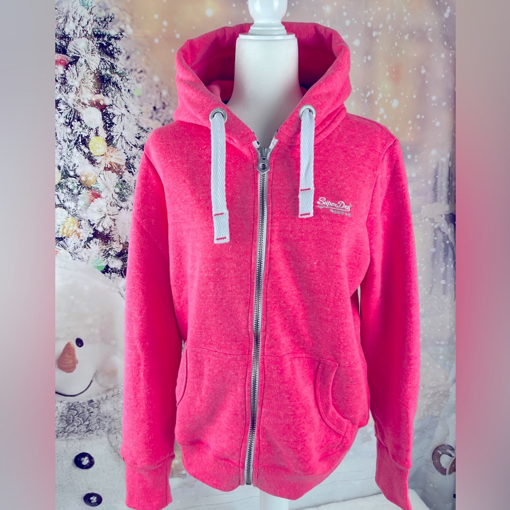 Superdry, zip hoodie, Size US 12 (M), pink pink snowy, super soft inside